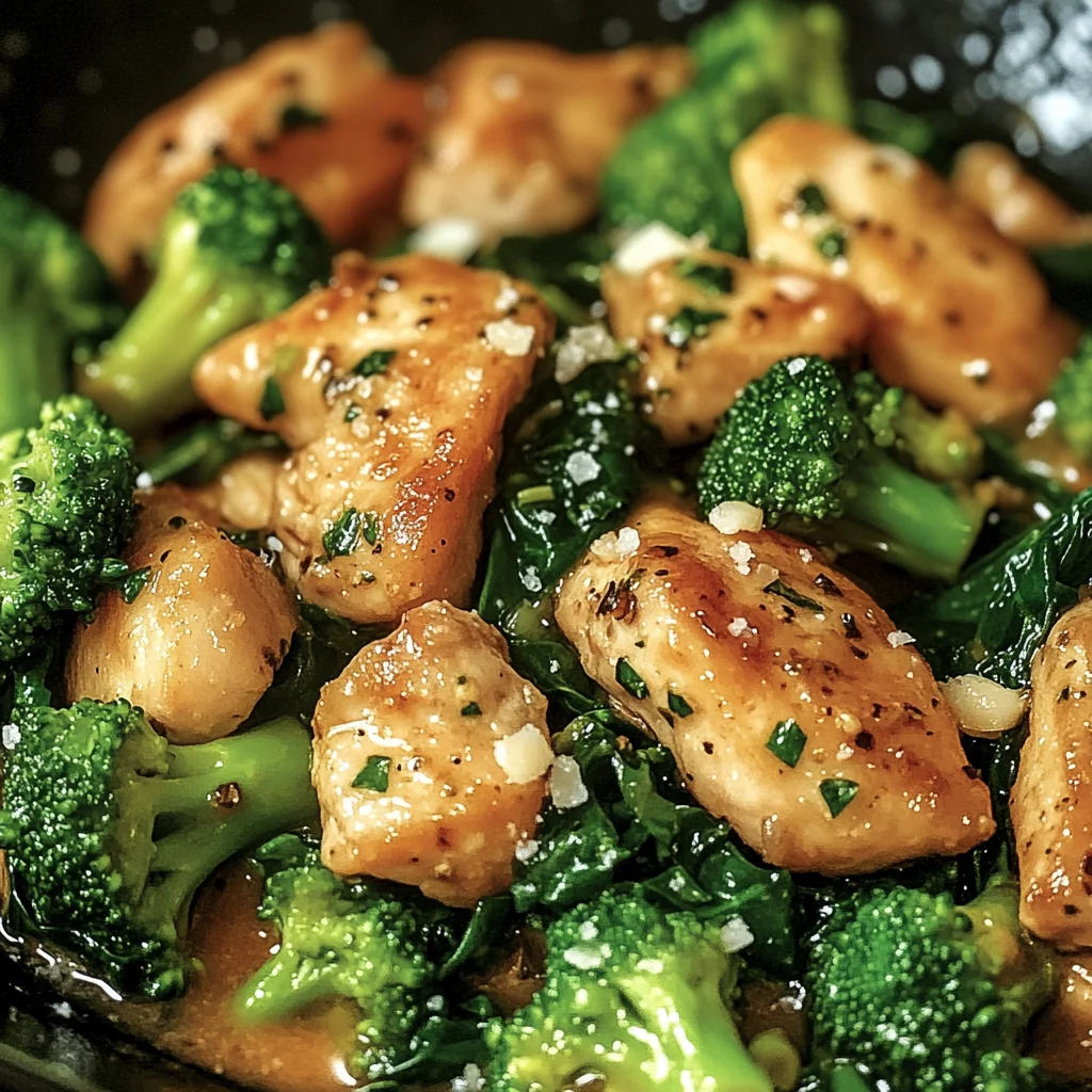 Garlic Chicken with Broccoli and Spinach