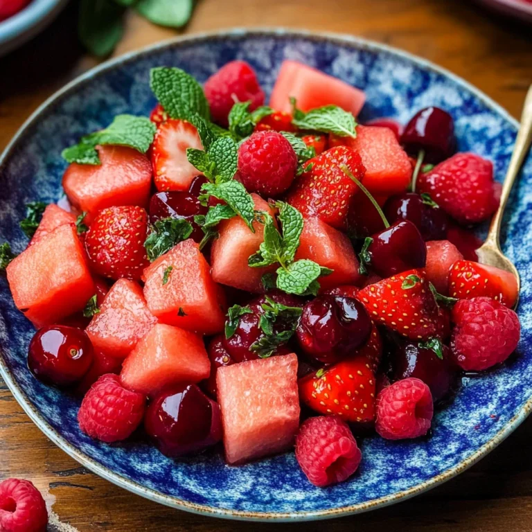 Watermelon Fruit Salad with Lime Mint Dressing