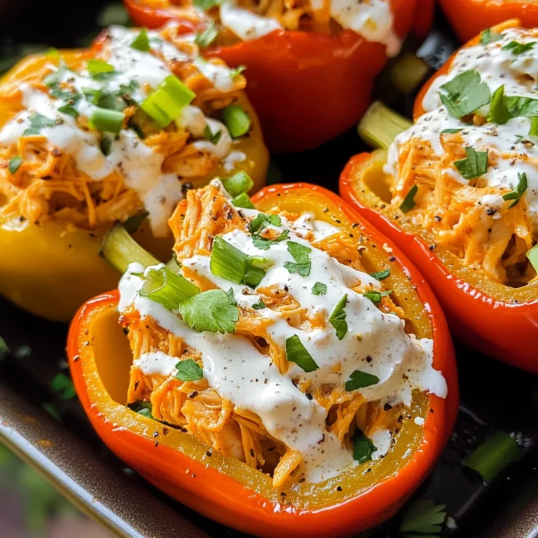 Buffalo Chicken Stuffed Peppers - Dairy Free & Low Carb