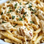 Creamy Crockpot Garlic Parmesan Chicken Pasta