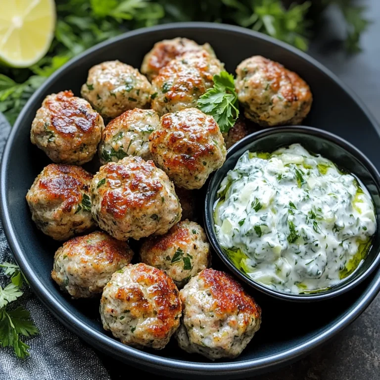 Greek Turkey Meatballs with Tzatziki Sauce 🥙🍖🥒