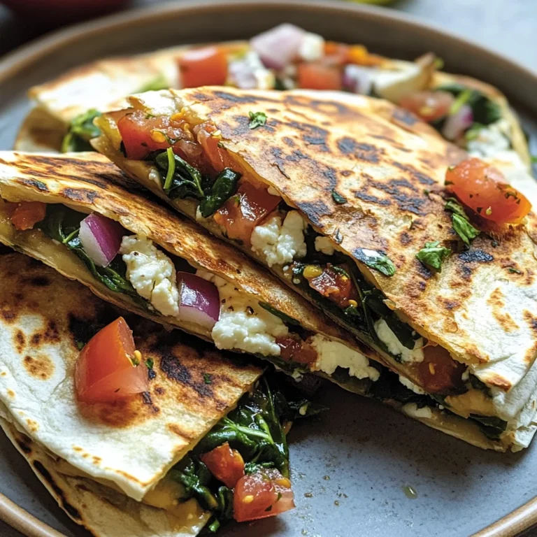 Mediterranean Quesadillas with Spinach, Feta, Mozzarella, and Red Onion