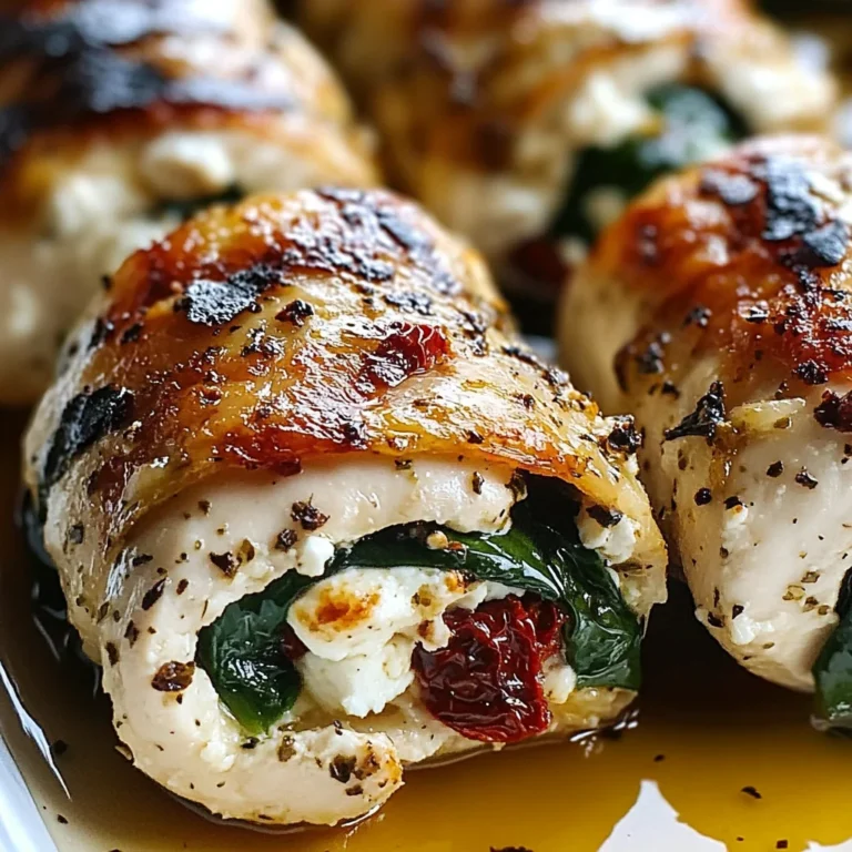 Rolled Up Chicken with Feta, Spinach, and Sun-Dried Tomatoes