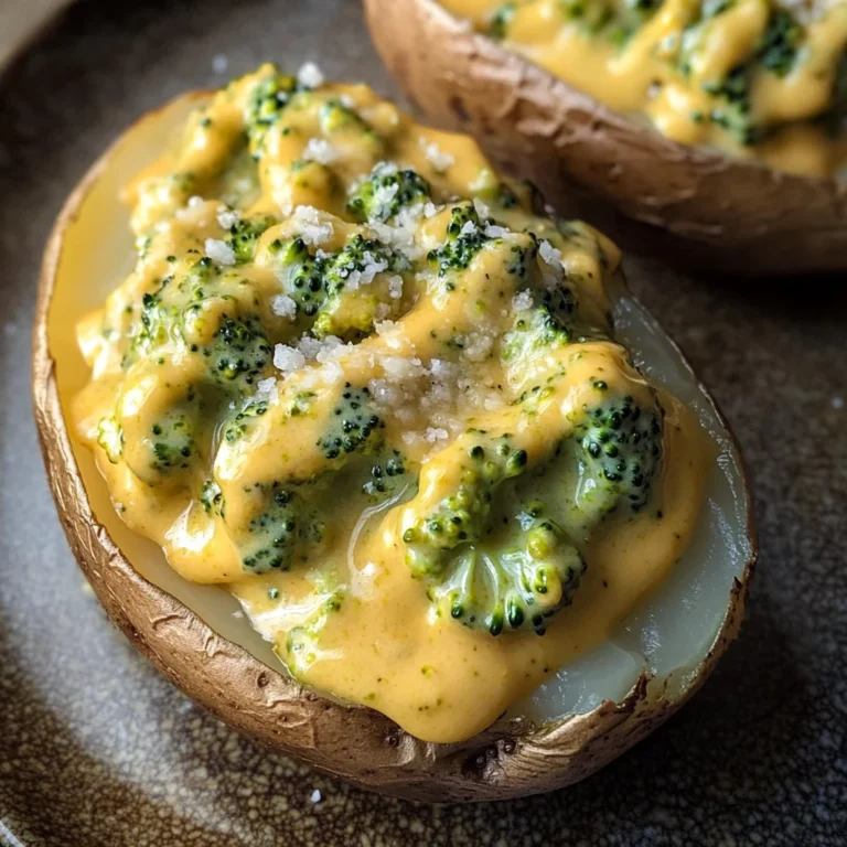 Cheesy Baked Potatoes with Broccoli Cheese Sauce