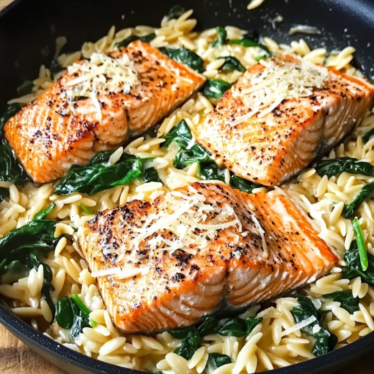 One Skillet Salmon with Lemon Orzo