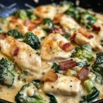 Creamy Chicken Alfredo with Spinach, Bacon, and Broccoli