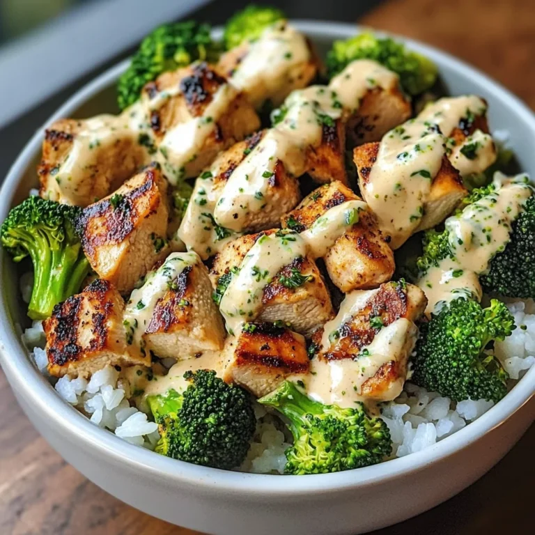 Creamy Garlic Chicken Bowl with Broccoli & Rice