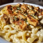 Creamy Mozzarella Alfredo with Garlic Chicken Twisted Pasta