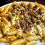 Garlic Butter Cajun Beef Penne in Velvety Cheese Sauce