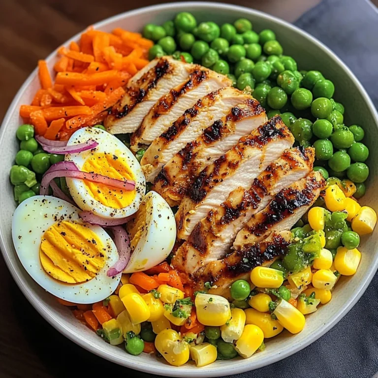 Grilled Chicken Protein Bowl with Eggs, Veggies & Creamy Dressing