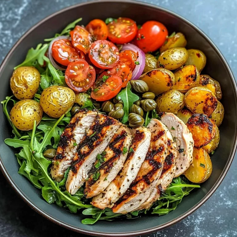 Herbed Chicken Bowl with Crispy Potatoes & Tomato Caper Salad