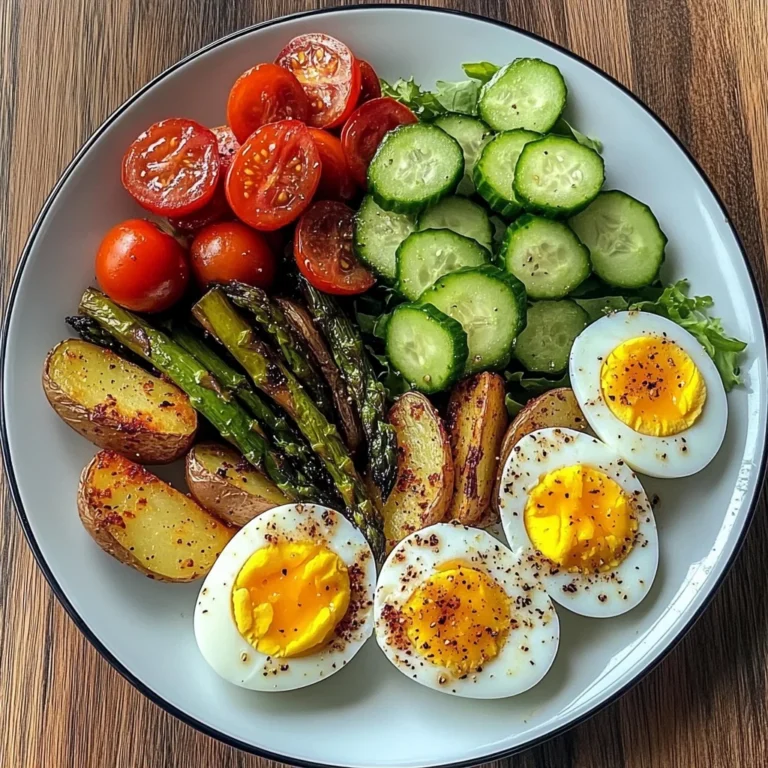 Roasted Potato Wedges with Asparagus, Jammy Eggs & Fresh Garden Salad