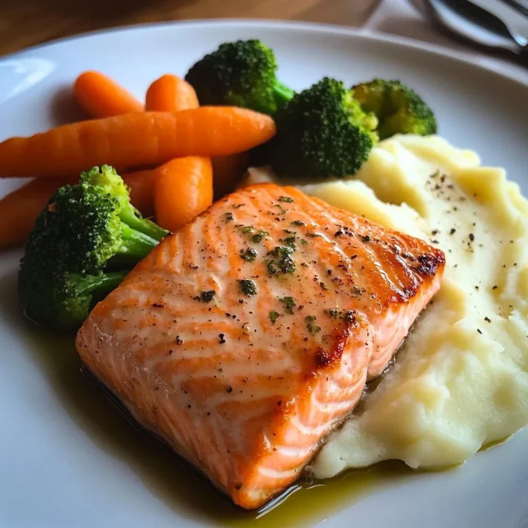 Salmon with Mashed Potatoes and Vegetables